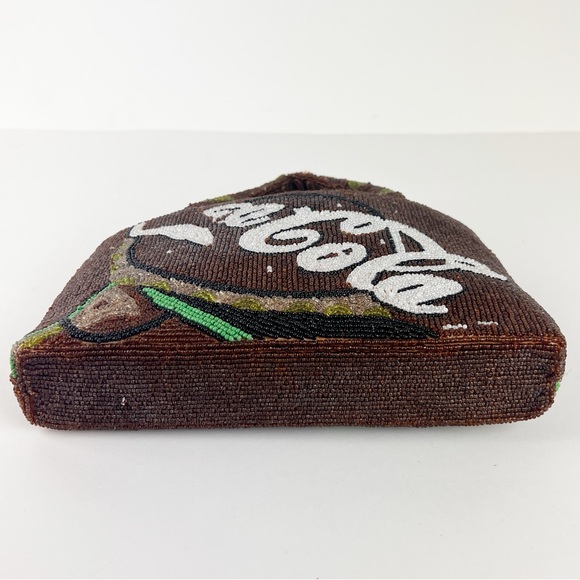 VTG 1990’s Coca Cola Soda Beaded Handbag Purse Beaded Handles Zip Closure - Picture 10 of 13